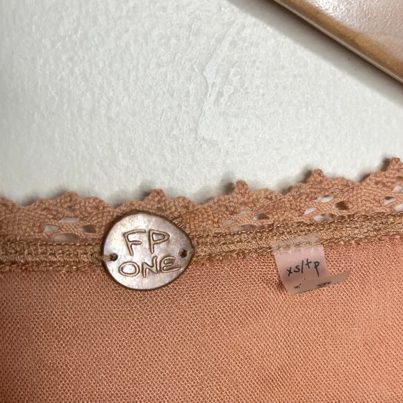 FREE PEOPLE One Paige Mini Dress Sand Sable Peach {3P36} - Picture 4 of 5